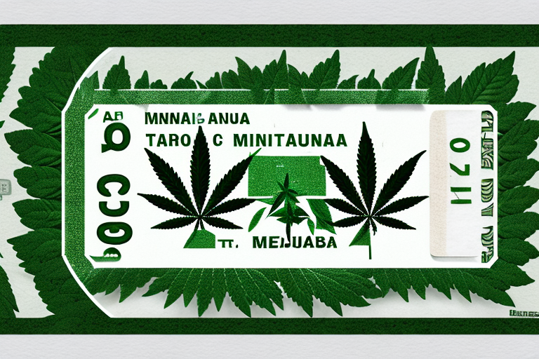 A marijuana leaf inside a ticket or citation