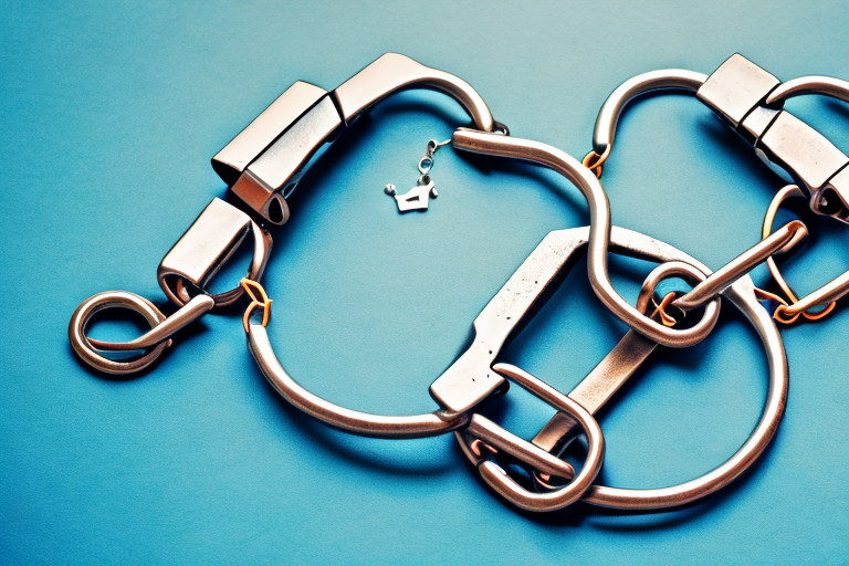 A pair of handcuffs next to a broken chain