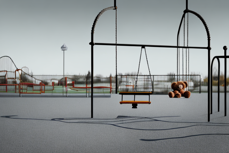 A pair of empty swings in a playground